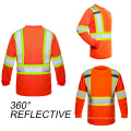 High Visibility Orange Long Sleeve Work Safety t-shirts